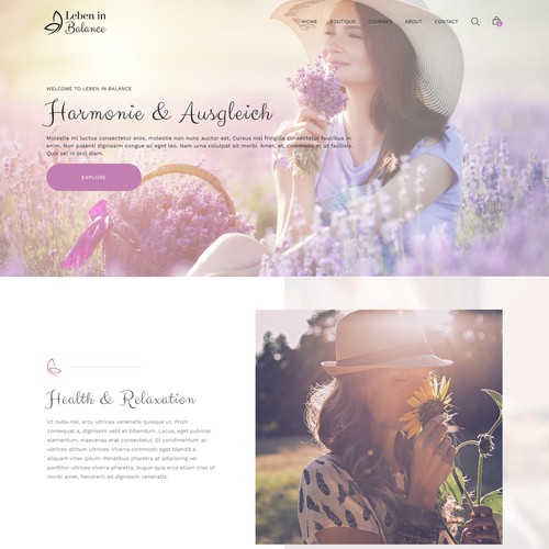 Feminine website with the title 'Health and Wellness Website'