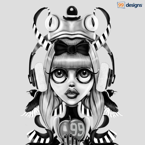 Fantasy artwork with the title 'Visually stunning and creative illustration for 99designs!'