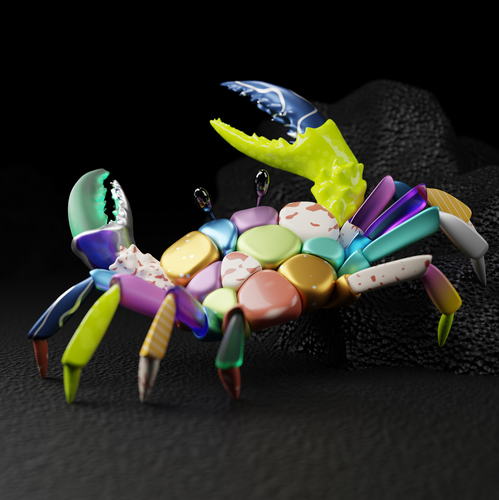 3-dimensional design with the title 'Particle Crab'
