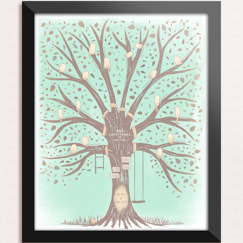 Unique artwork with the title 'Family Tree Canvas Art'