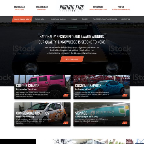 Automotive website with the title 'Square Space design'