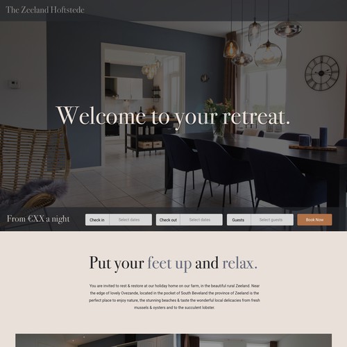 Interactive website with the title 'Holiday retreat in Zeeland'