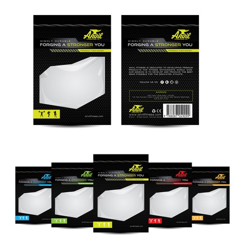 Sport packaging with the title 'Packaging design for Anvil fitness equipment  '