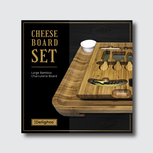 Cheese packaging with the title 'Design a delightful package for our premium cheese board'