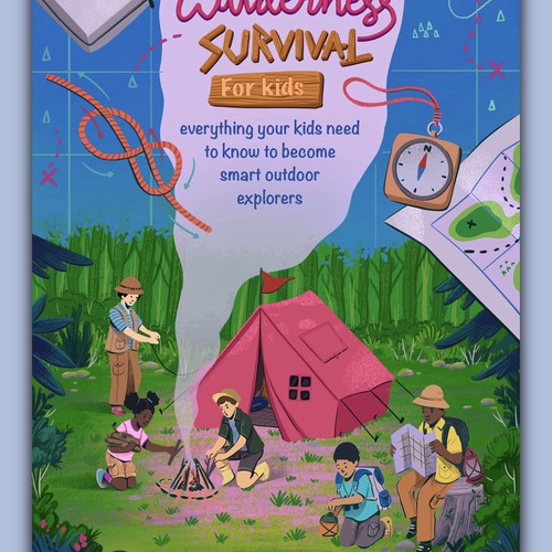 Adventure illustration with the title 'Adventure kids book cover'