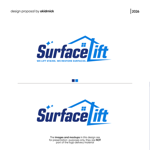 Masculine design with the title 'SurfaceLift — Interior & Exterior Pressure & Steam Cleaning'