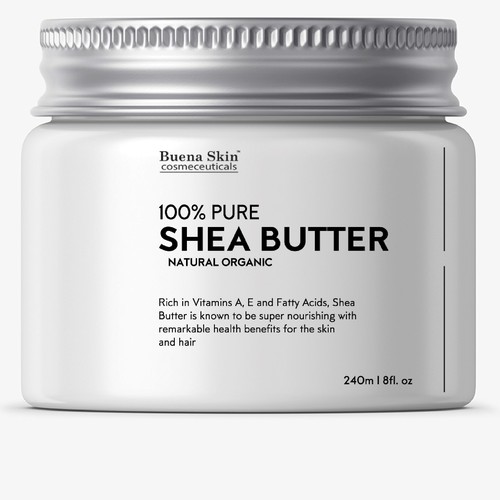 Simple label with the title 'Minimalistic product label concept for Buena Skin'