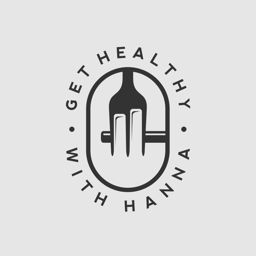 Dumbbell logo with the title 'Logo Concept for Get Healthy With Hanna'