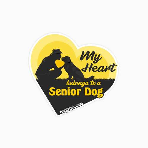 Emotional design with the title 'Senior dogs sticker... Emotion evoking design.'