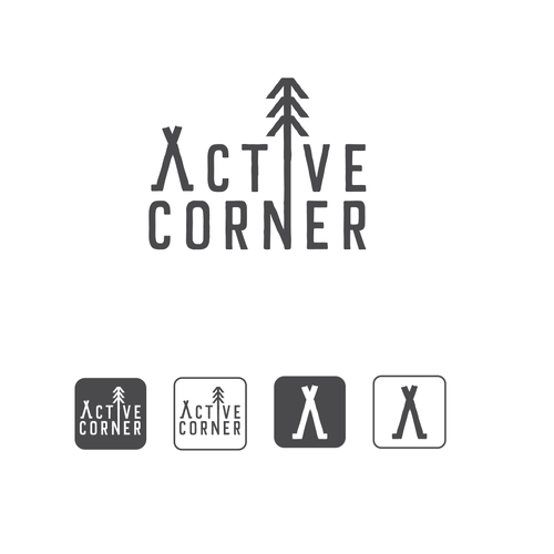 Camping design with the title 'Active Corner Logo'