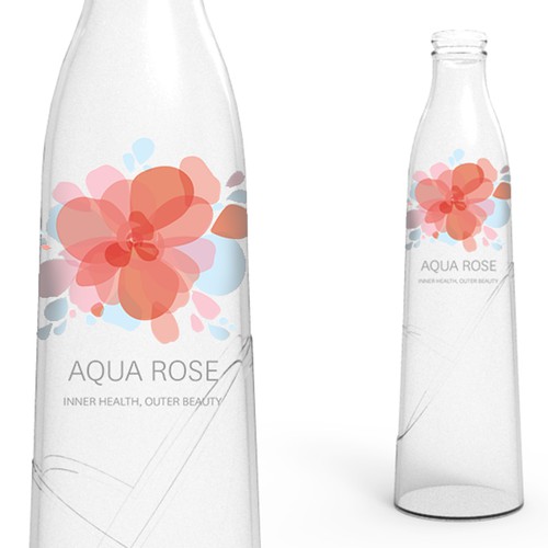 Glass bottle design with the title '3D bottle design and label for up and coming plant based beverage (CADDesign)'