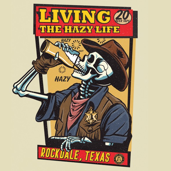 Vintage illustration with the title 'Living The Hazy Life Design for shirt'