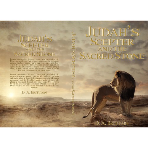 Digital art book cover with the title '"Judah's Scepter and the Sacred Stone" Book Cover'