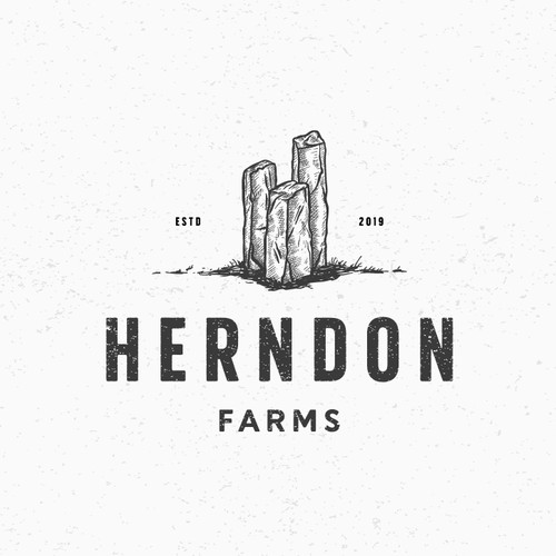 Stone logo with the title 'HERNDON FARMS'