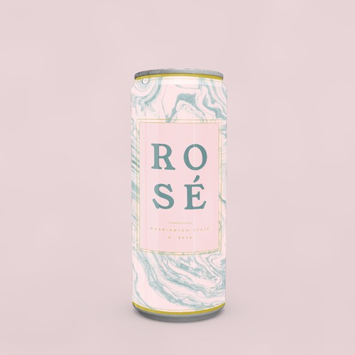Marble design with the title 'Rosé Wine Can Design'