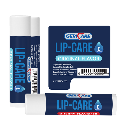 Clean label with the title 'GeriCar Lip Balm'