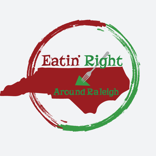 North carolina logo with the title 'a paintbrush, that circles the Raleigh , Durham, Chapel Hill area with eating'