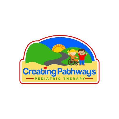 Wheelchair design with the title 'Creating Pathways Pediatric Therapy needs a new logo'