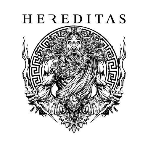Zeus design with the title 'HEREDITAS Zeus Tshirt Design'