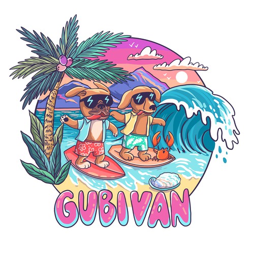 Travel illustration with the title 'Illustration for the van'