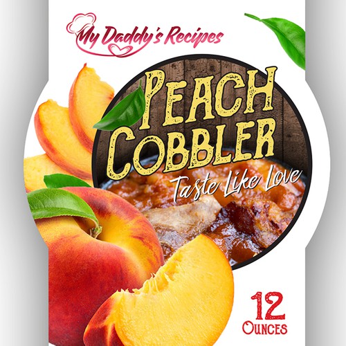 Fruit label with the title 'sleeve for Peach Cobbler'