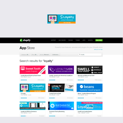 Loyalty design with the title 'Shopify app store banner'