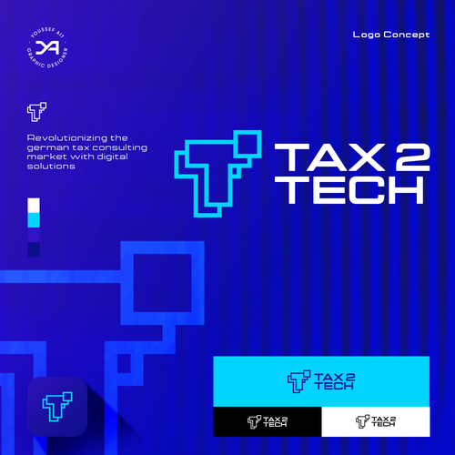 Cobalt blue logo with the title 'Logo Concept for TAX 2 TECH'