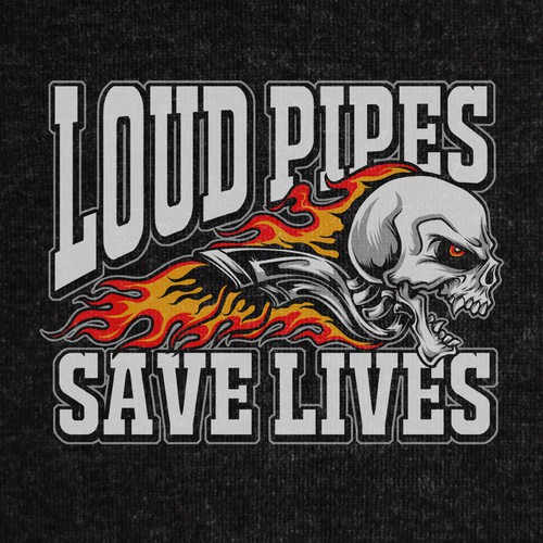 Biker t-shirt with the title 'Loud Pipes Save Lives'