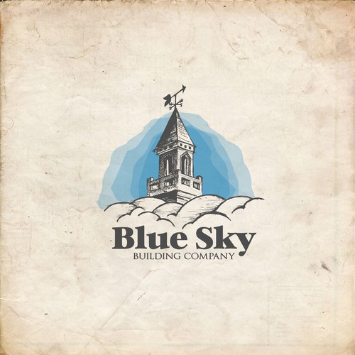 Castle design with the title 'Classic Hand-drawn castle tower for a building company'