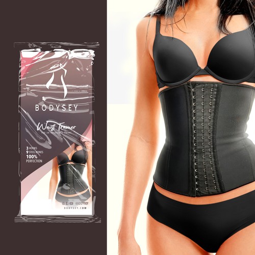 Woman label with the title 'Bodysey Waist Trainer packaging'
