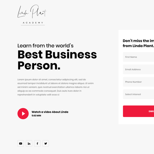 Picture design with the title 'Sign Up Form for Linda Plant'