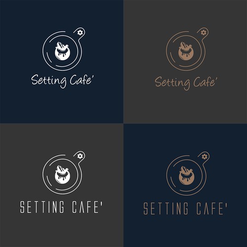 Brown brand with the title 'Setting Cafe' logo design'