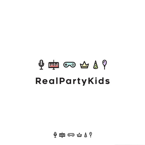 Birthday design with the title 'RealPartyKids logo design'