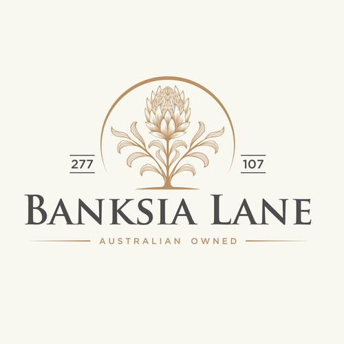 Flower design with the title 'Banksia Lane'