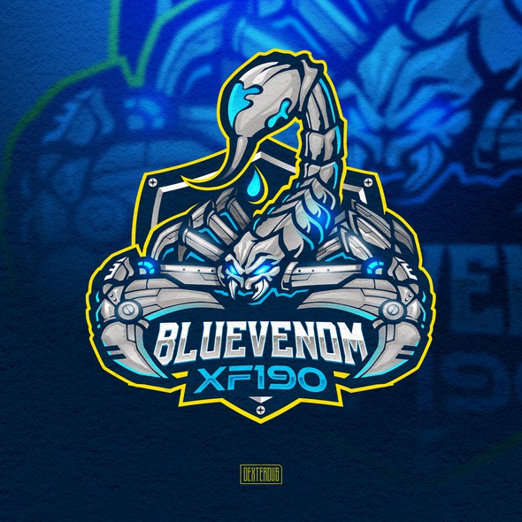 Scorpion logo with the title 'Bluevenom XF190 Logo'