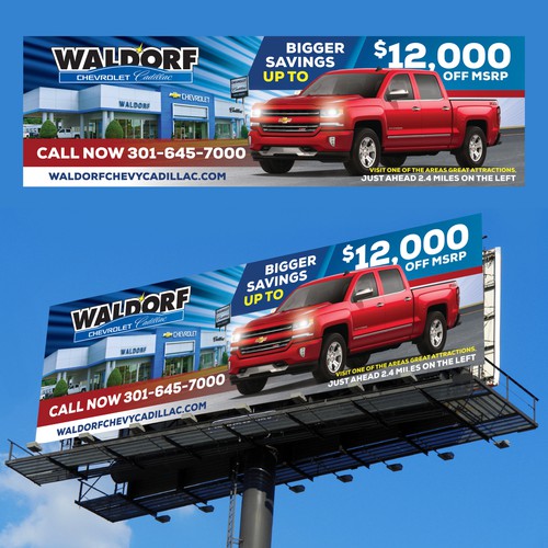 Chevrolet design with the title 'Waldorf Chevy catchy billboard'