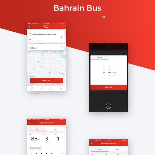 Schedule design with the title 'Bus Scheduling App'
