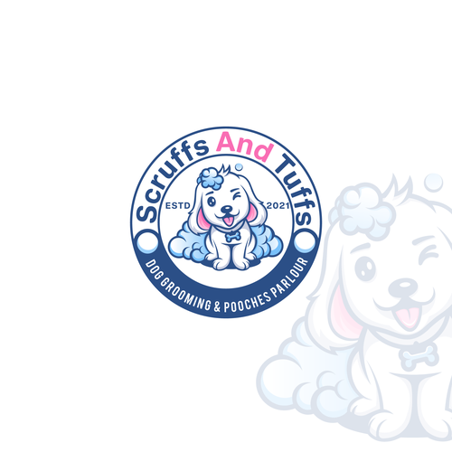 Bubble logo with the title 'Dog Grooming Logo Design'