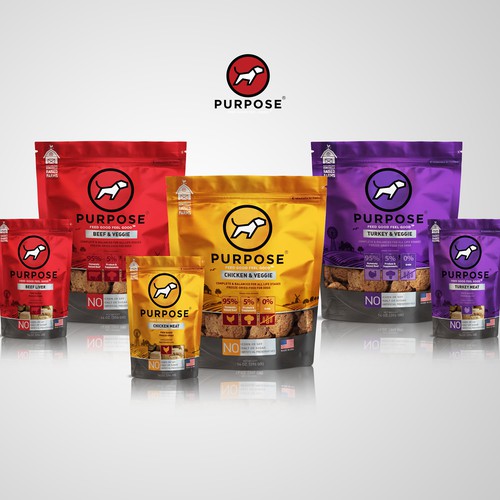 Pet food packaging with the title 'Packaging for dogs food'