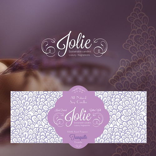 Candle label with the title 'Jolie Candle packaging design'