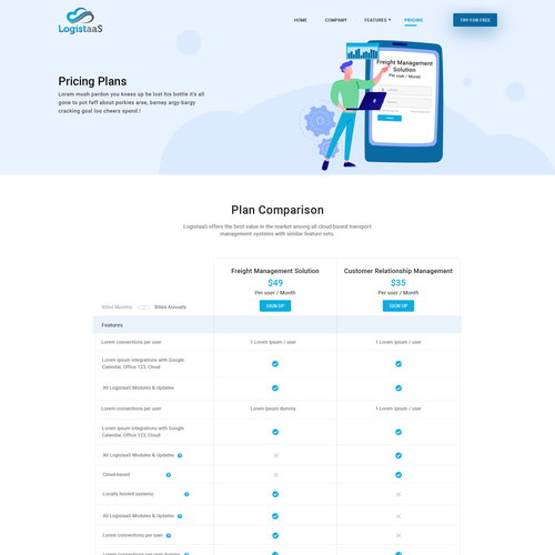 Trendy website with the title 'LogistaaS SaaS solution Service full website re-design.'