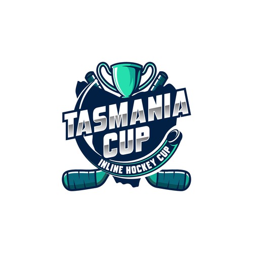 Hockey stick logo with the title 'tasmania cup'