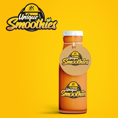 Food truck logo with the title 'UNIQUE SMOOTHIES'