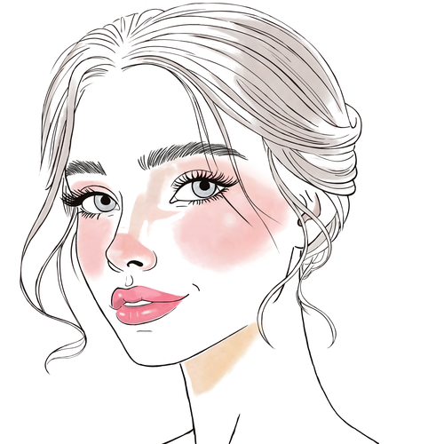 Beauty illustration with the title 'Watercolor girl portrait'