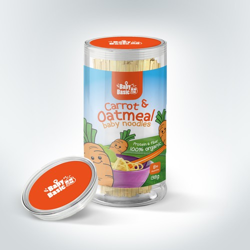 Baby packaging with the title 'Chinese noodles label design'