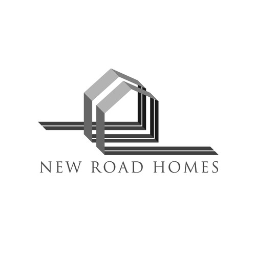 Road design with the title 'Standout Logo needed for quickly growing residential real estate company, New Road Homes.'