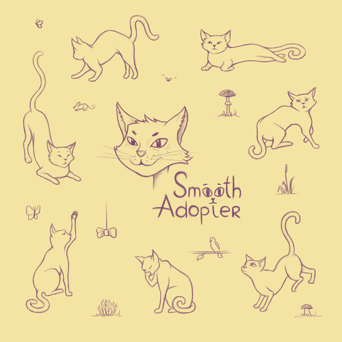 Kitty design with the title 'Pets Character Sketches'