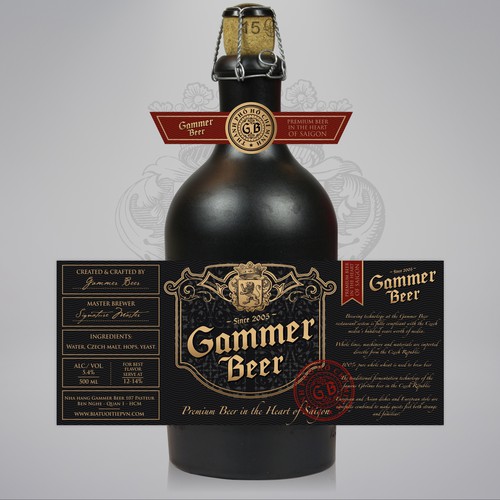 Luxury label with the title 'Premium beer label design'