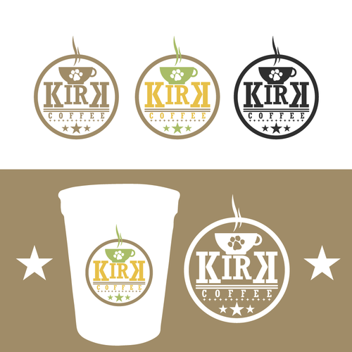 Attractive logo with the title 'Kirk coffee '