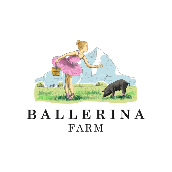 Dancer logo with the title 'The Ballerina Pig Farmer'